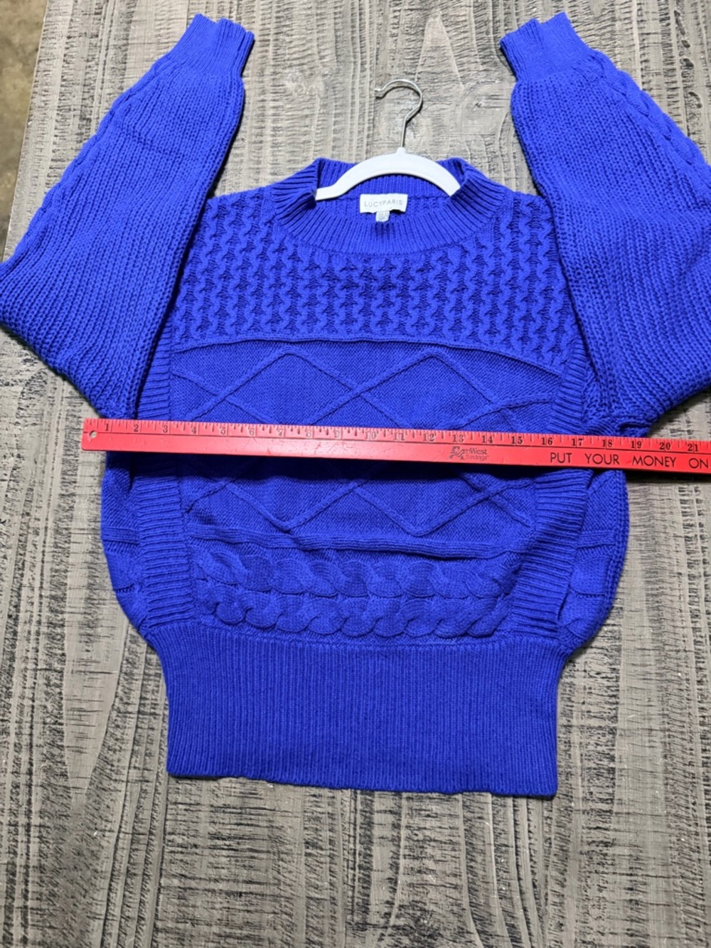 Lucy Paris Royal Blue Textured Cable Knit Sweater - Picture 7 of 9